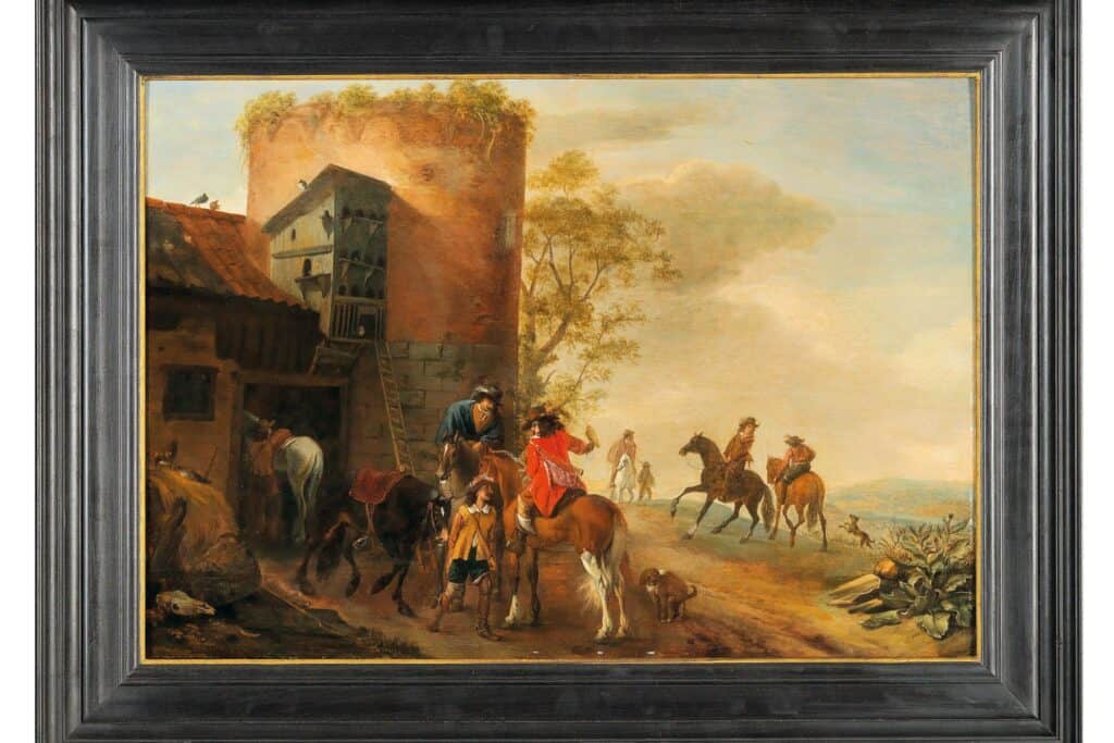 An oil painting hanging on the wall in the concept of 'How to Move Valuable and Fragile Items Safely When Moving House to Croydon'.